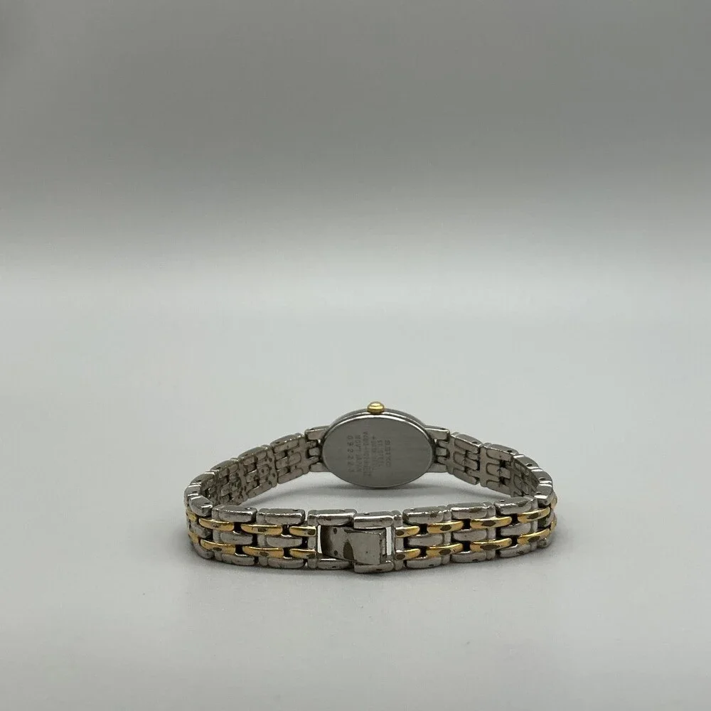 Vintage Seiko Womens Watch 17mm Two Tone Bracelet V400-1029 New Battery 7